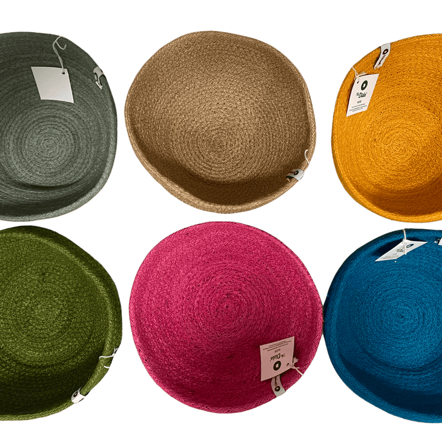 cuencos de yute de colores