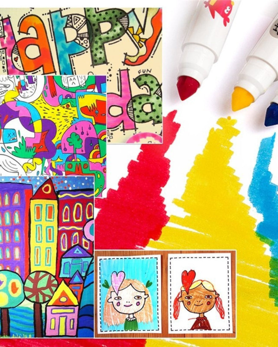 Lebze Marcadores lavables para niños de 2 a 4 años, 12 colores jumbo  marcadores para libros de colorear, suministros escolares de arte seguros y  no
